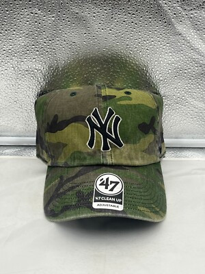 New York Yankees MLB '47 Brand Camo Clean Up Adjustable Strapback Hat | eBay US