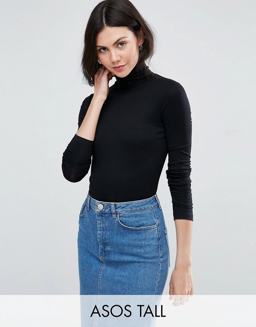 ASOS TALL Top With Long Sleeves And Turtle Neck - Black | ASOS UK