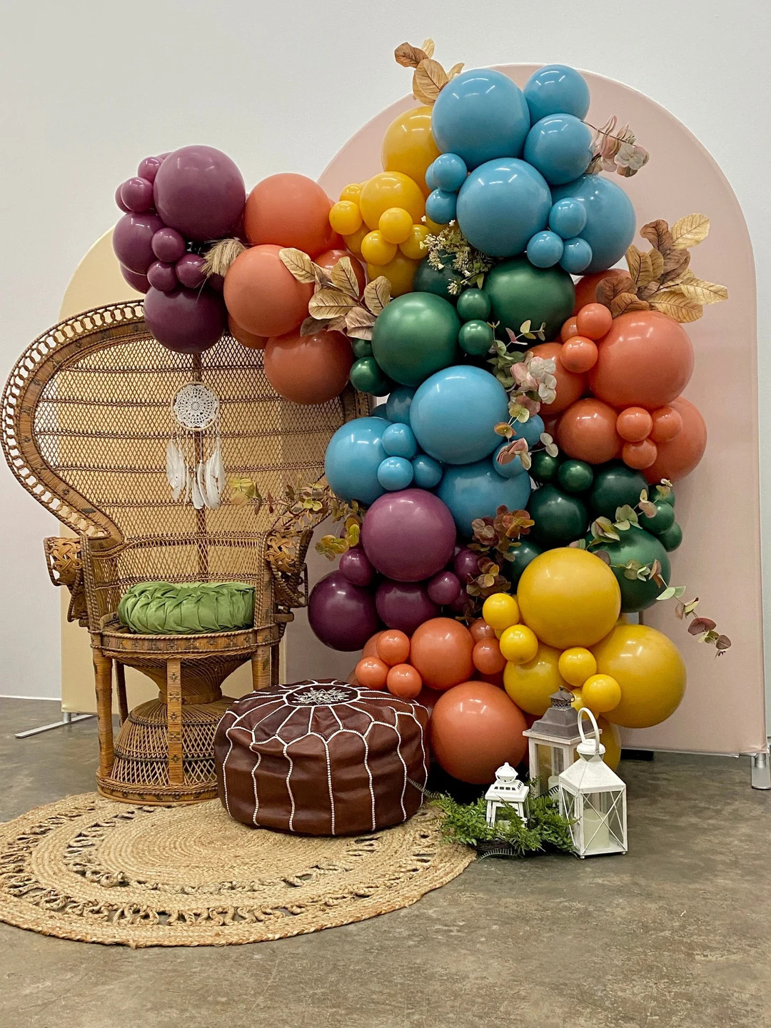 It's Giving Thanks DIY Balloon Arch Garland Kit Muted Blue Sangria Mustard Evergreen Fall Friends... | Etsy (US)