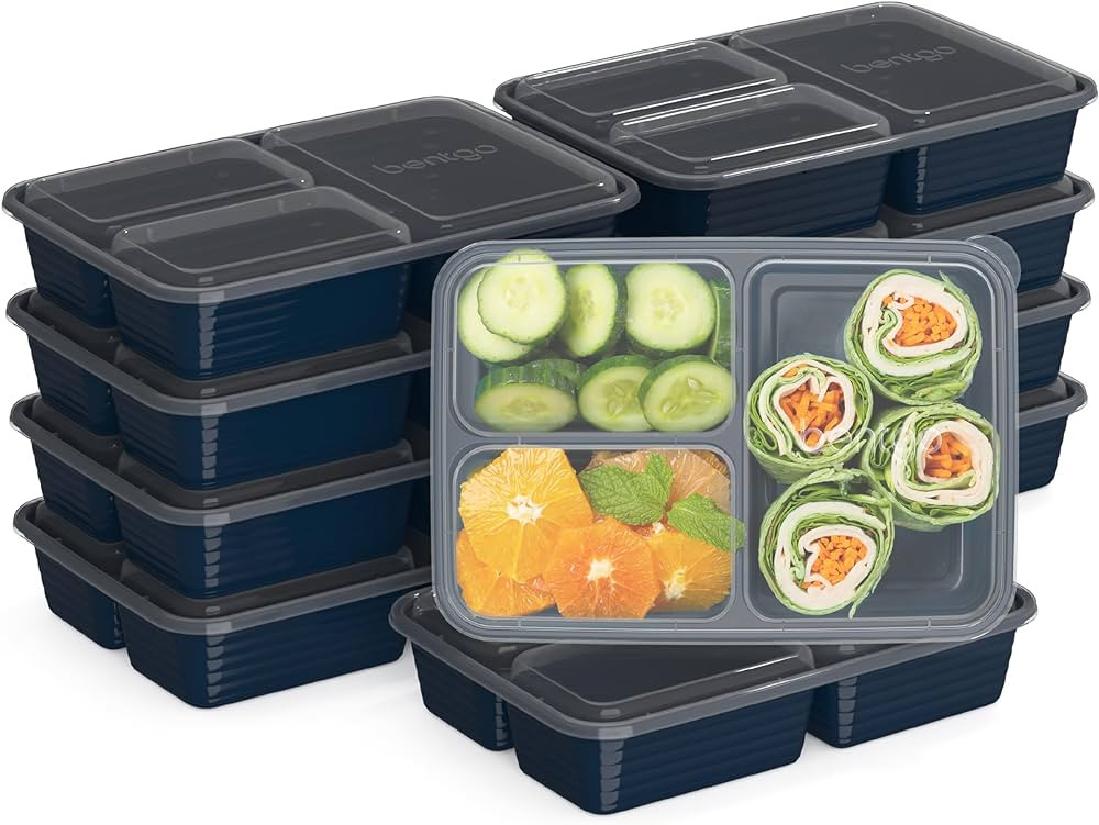 Bentgo® 20-Piece Lightweight, Durable, Reusable BPA-Free 3-Compartment Containers - Microwave, F... | Amazon (US)