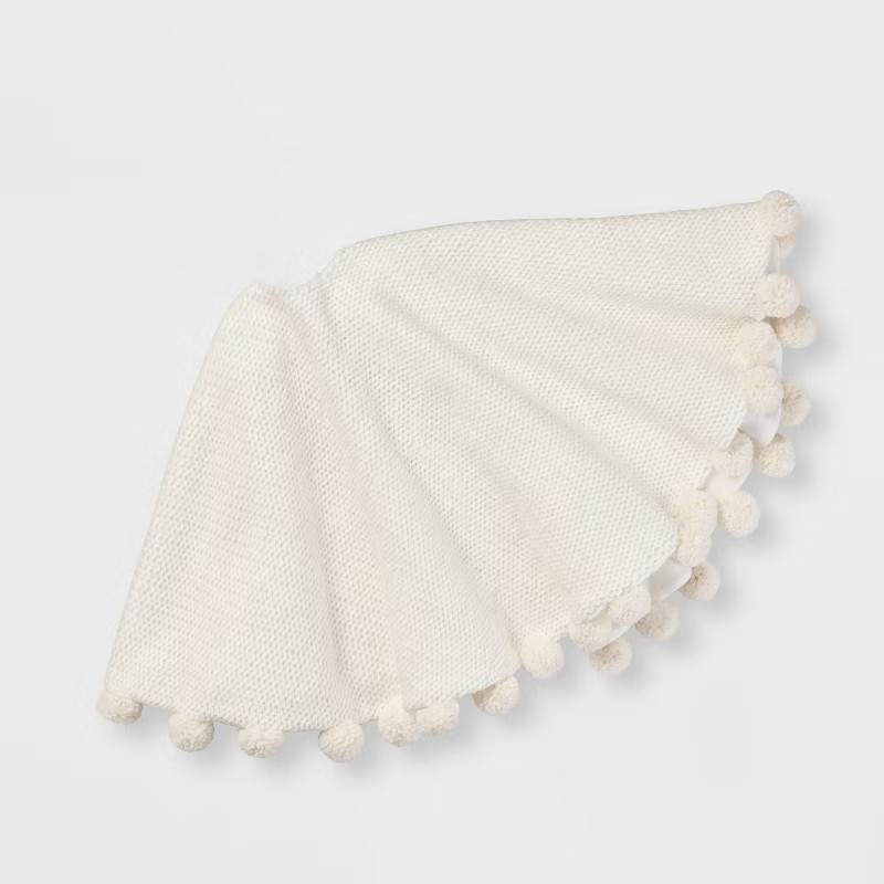 48in Pom Pom Christmas Tree Skirt Ivory - Wondershop™ | Target