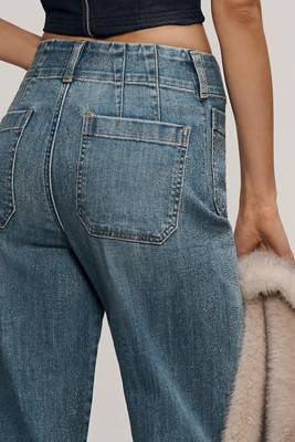 The Colette Sparkle Crop High-Rise Wide-Leg Jeans by Maeve | Anthropologie (US)