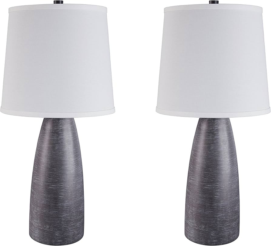 Signature Design by Ashley Shavontae Modern Table Lamp, 2 Count Lamps, 27.5", Gray | Amazon (US)