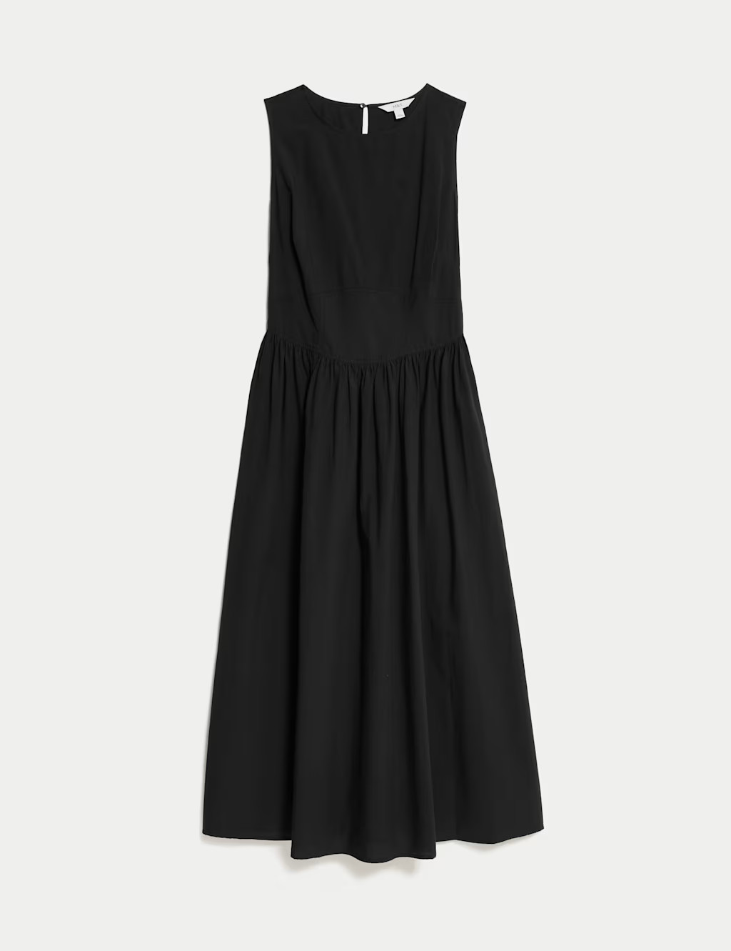 Pure Cotton Round Neck Midi Waisted Dress | Marks & Spencer (UK)