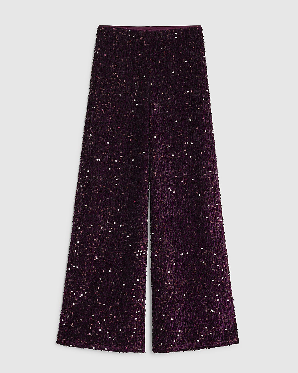 Red Pull On Velvet Sequin Trousers | River Island UK & IE