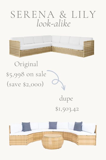 Serena and Lily warehouse sale, wicker corner couch, patio, outdoor space, natural material, neutral, white cushions, 

#LTKFind #LTKsalealert #LTKhome