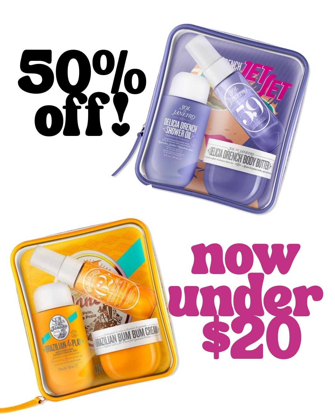 Run deal on these Sol De Janeiro pouches!  Four scents available but they will go fast!  This would make a darling little valentine for girlfriend, tween or even your bestie!  