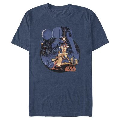 Mens Star Wars Stellar Scene T Shirt - Navy Blue Heather - Medium | Target