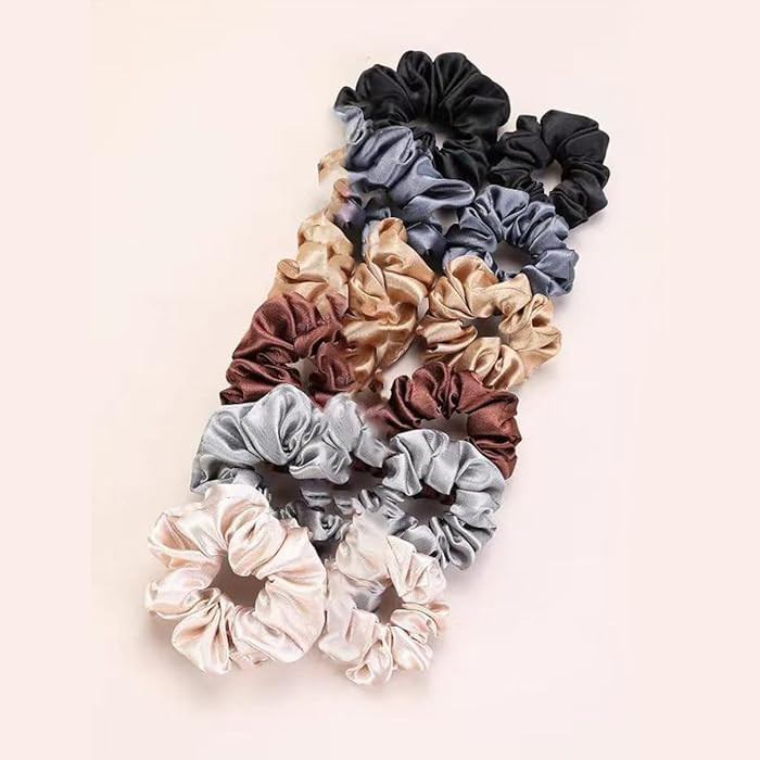12 Pieces Silk Scrunchies for Women - Satin Scrunchies for All Hair Types and Textures, No Crease... | Amazon (UK)