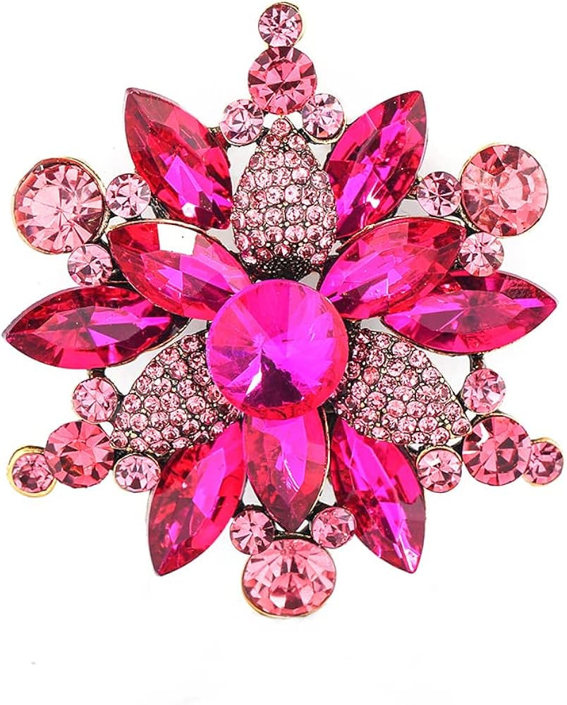 YOQUCOL Vintage Austrian Crystal Rhinestone Flower Shape Brooch Pin for Women | Amazon (US)