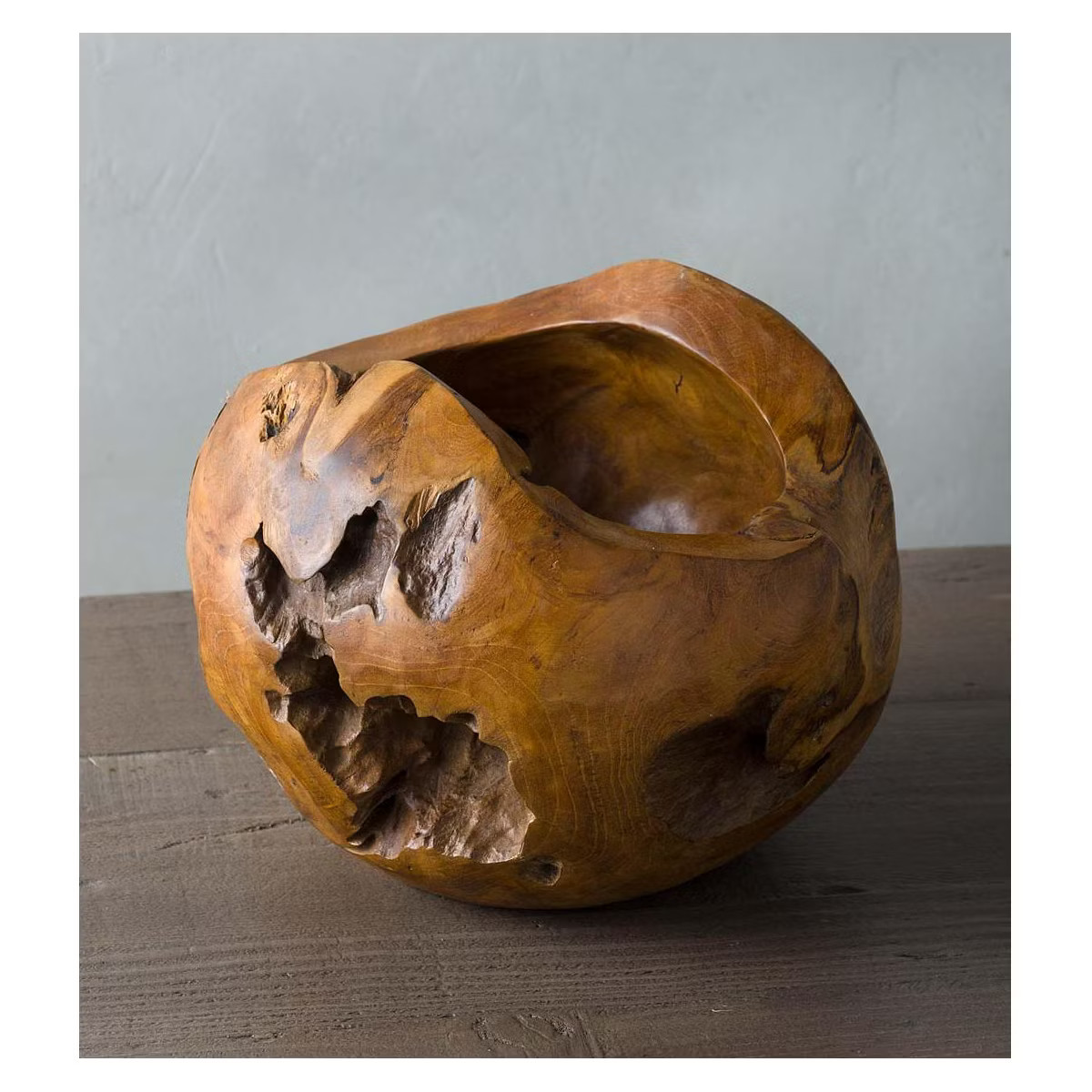 VivaTerra Small Distressed Round Teak Wood Vase | Target