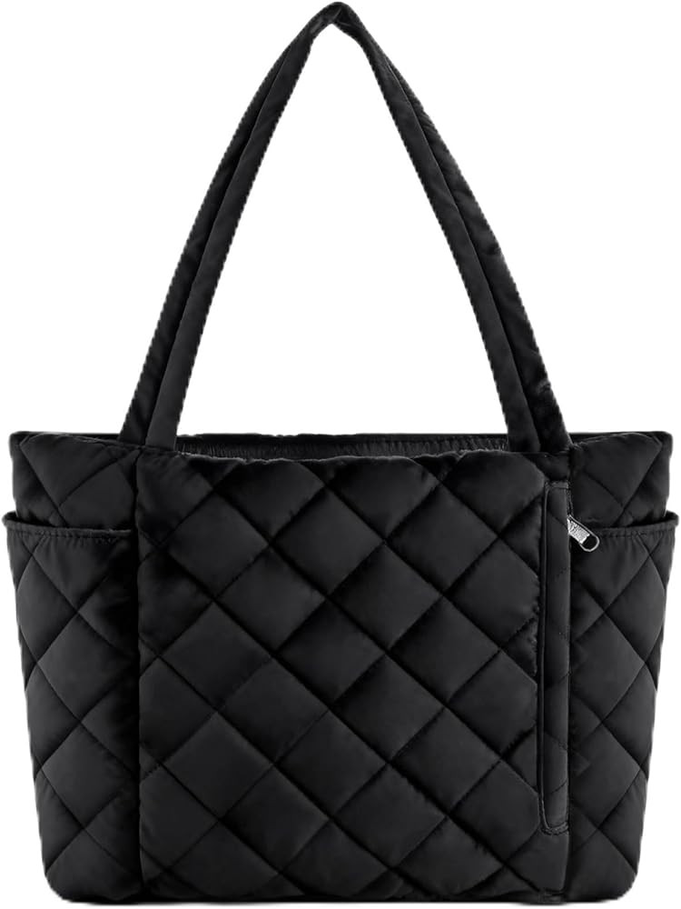 PYOF Tote Bag for Women, Large Puffer Tote Bag for Women, Quilted Puffy Bag with Zipper for Work Travel School Nurse | Amazon (US)