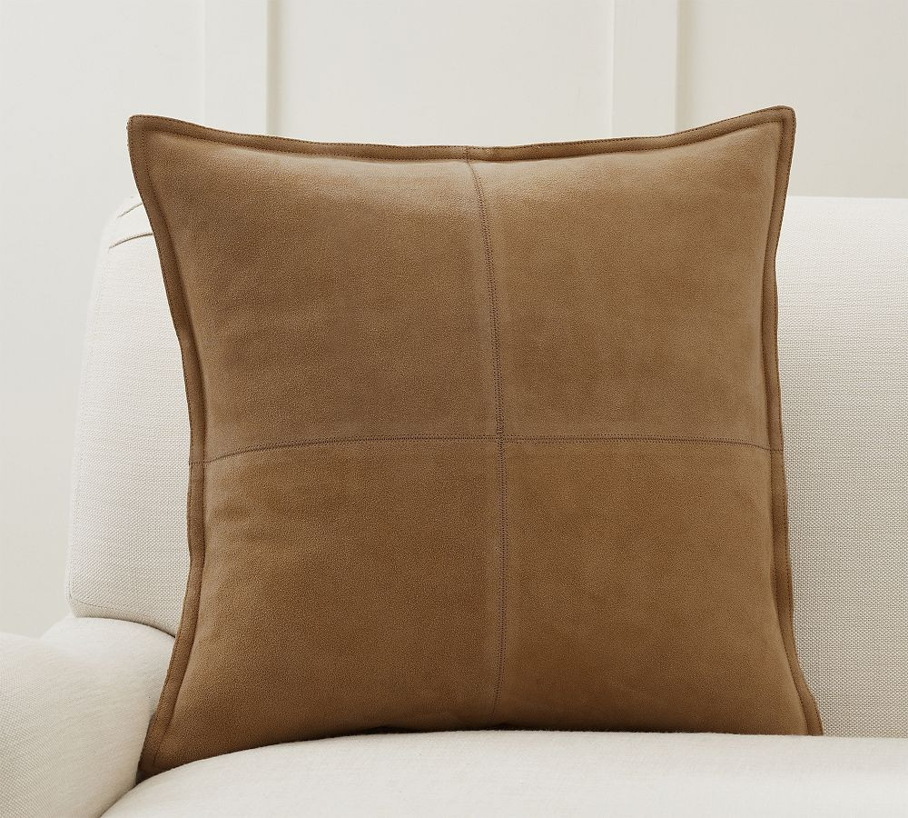Pieced Suede Pillow Cover | Pottery Barn (US)