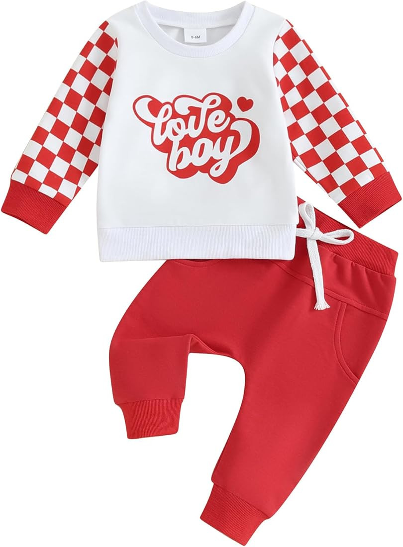 BeQeuewll Fall Winter Toddler Baby Boy Clothes 2Pcs Color Block Crewneck Sweatshirt and Pants Swe... | Amazon (US)