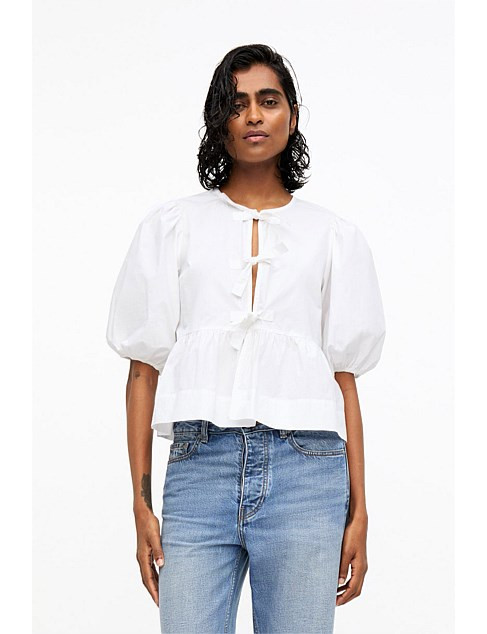 PUFF SLEEVE PEPLUM BLOUSE | David Jones (Australia & New Zealand)