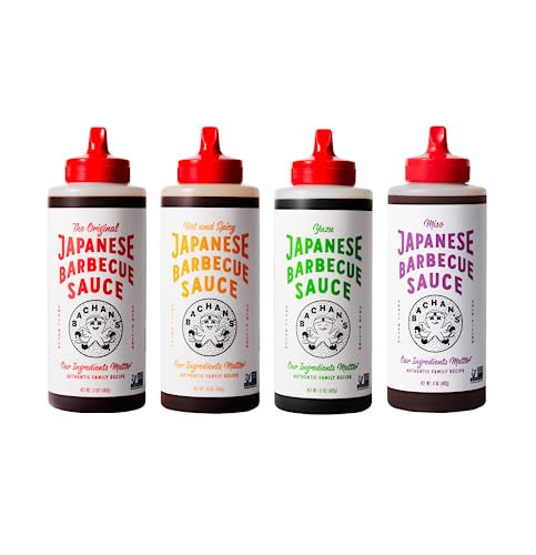 Bachan's Japanese Barbecue Sauce 4 Pack - 1 OG, 1 Hot and Spicy, 1 Citrus Yuzu, 1 Miso, BBQ Sauce for Wings, Chicken, Beef, Pork, Seafood, Noodles, and More. Non GMO, No Preservatives, Vegan, BPA free | Amazon (US)
