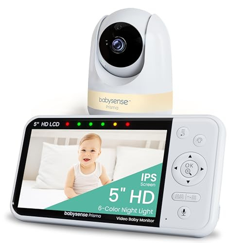 Babysense Prisma Baby Monitor with Camera and Audio, 5” HD Video Baby Monitor, 6-Color Night Light, Split Screen, Baby Sound Machine with White Noise & Lullabies, Secure No WiFi | Amazon (US)