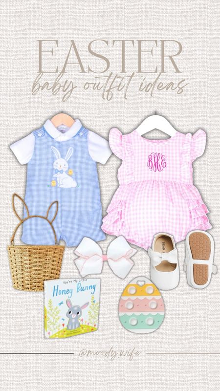 Easter baby outfit ideas for boys and girls! Smocked style toddler outfits // white baby shoes // white baby boy // easter books // easter egg popper // easter bunny wicker basket from walmart // classic whimsy baby boy smocked outfit // classic whimsy baby girl gingham pink bubble 

#LTKbaby #LTKkids #LTKfamily