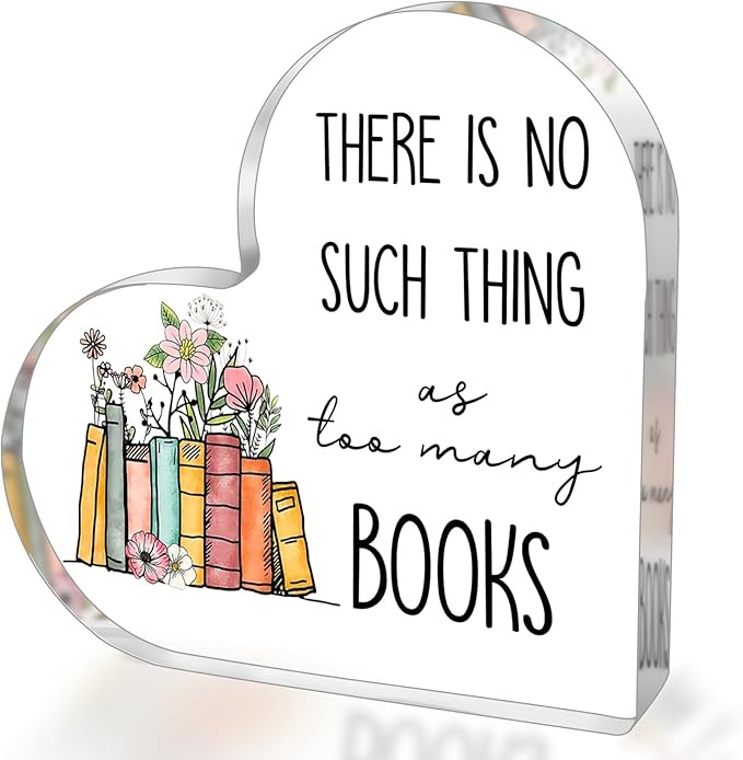 Book Lovers Gifts, Acrylic Heart Sign Paperweight Presents, Reading Accessories, bookish Gifts fo... | Amazon (US)