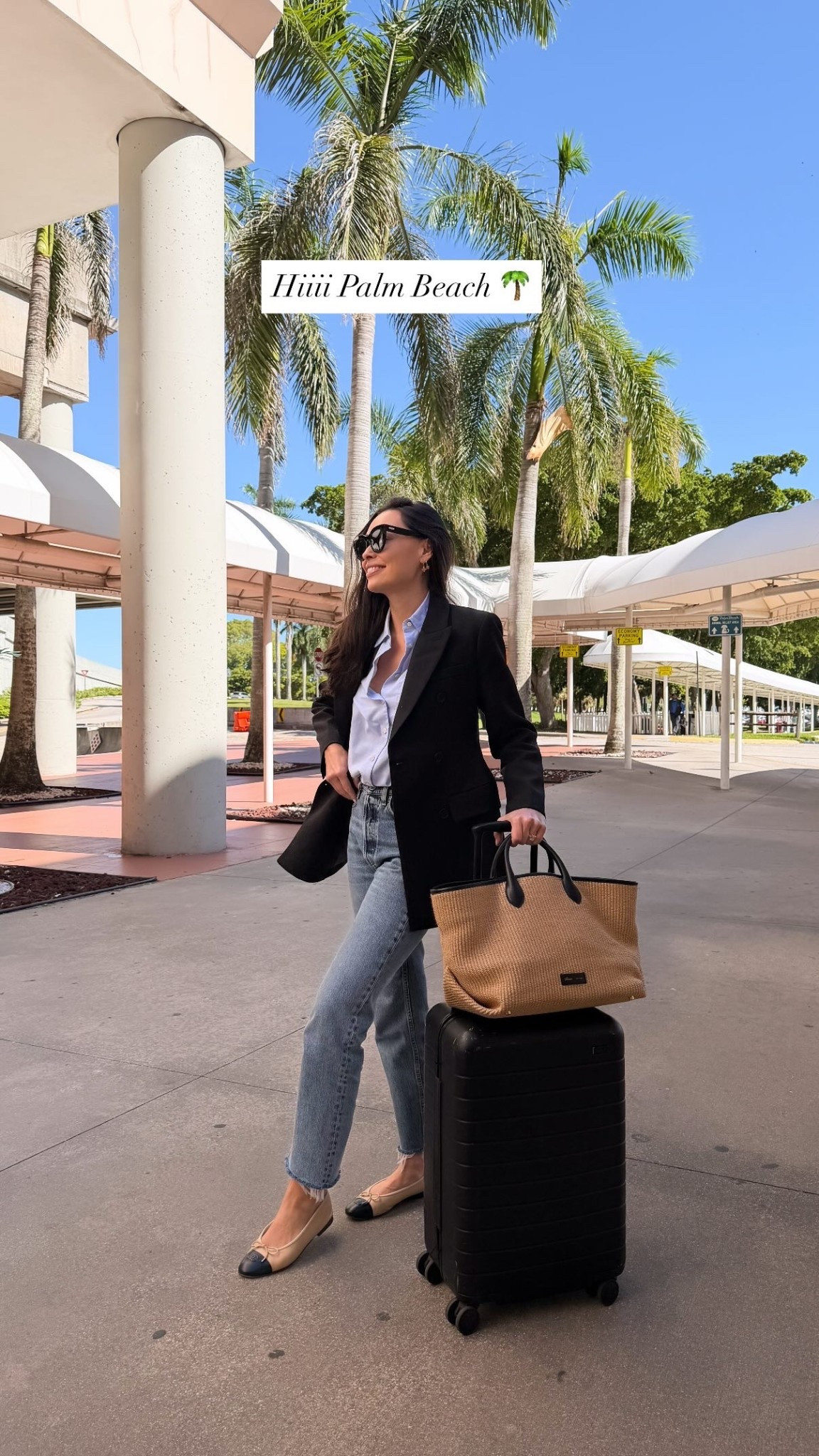 Palm Beach travel outfit, blazer, suitcase, luggage, tote. 

#LTKSeasonal #LTKootd #LTKTravel