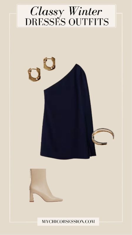 For occasions where a mini dress might be an appropriate choice, this is an elegant style - the cape dress. If you’d like to take a slightly more casual approach to this look, cream ankle boots, a mixed metal bracelet, and chunky gold hoops are the perfect accessories.

#LTKstyletip #LTKSeasonal