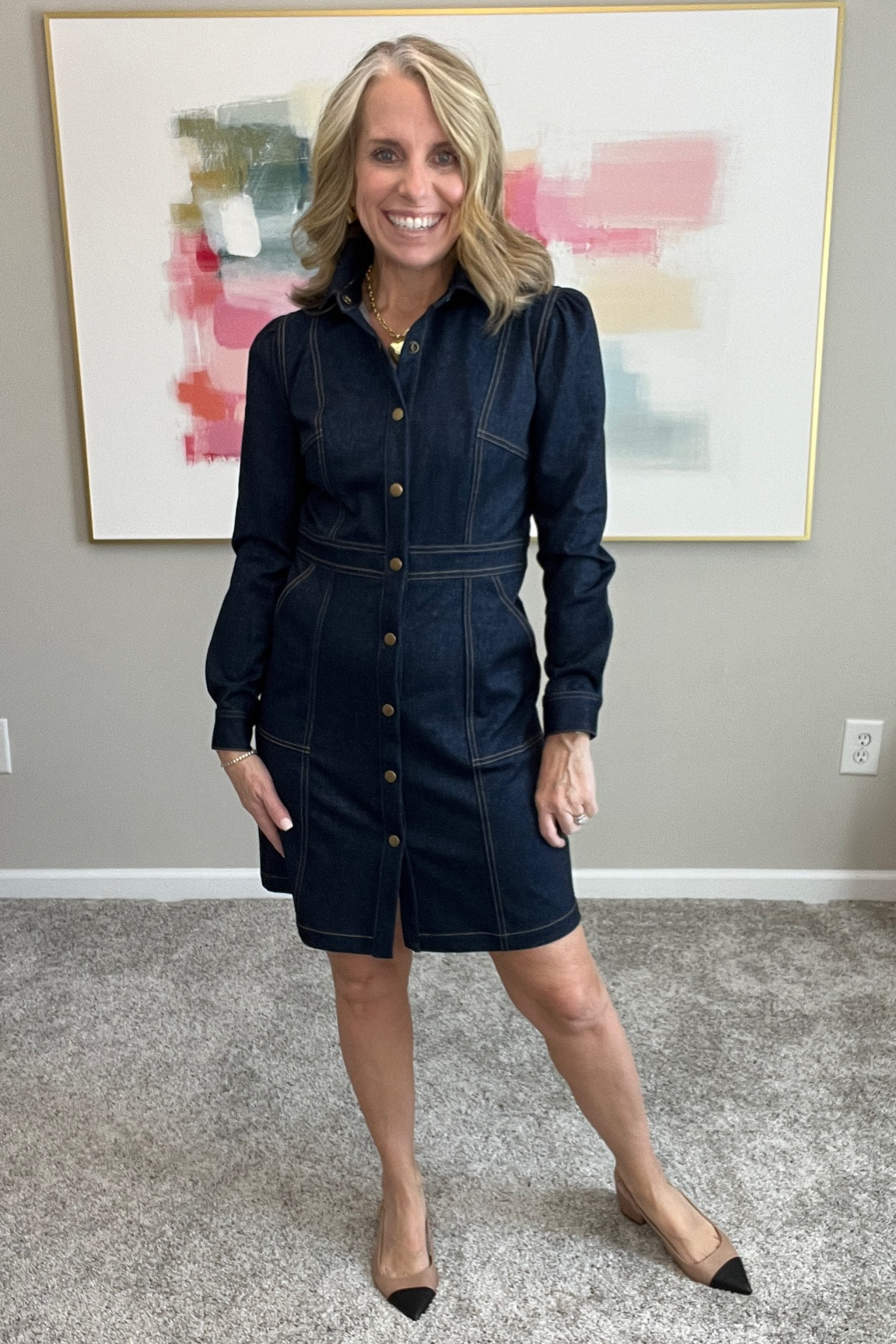 The most comfortable denim dress with stretch. Why? Because it’s a knit denim look. Use LISA15 on your first order 

#LTKover40 #LTKworkwear #LTKstyletip