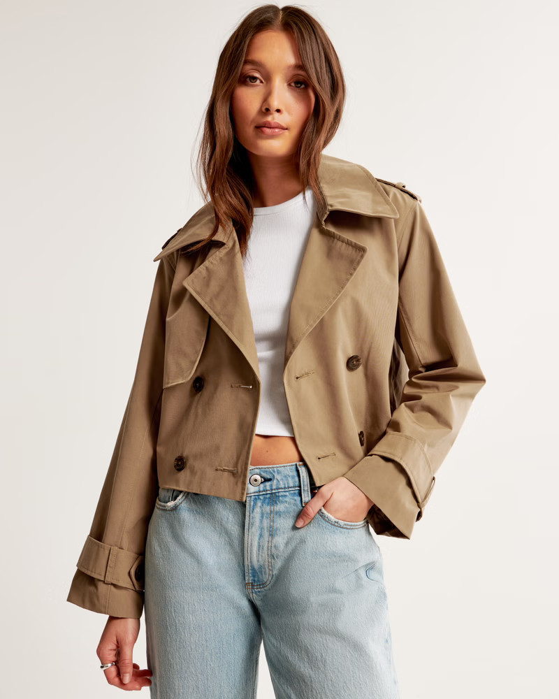 Cropped Trench Coat | Abercrombie & Fitch (US)
