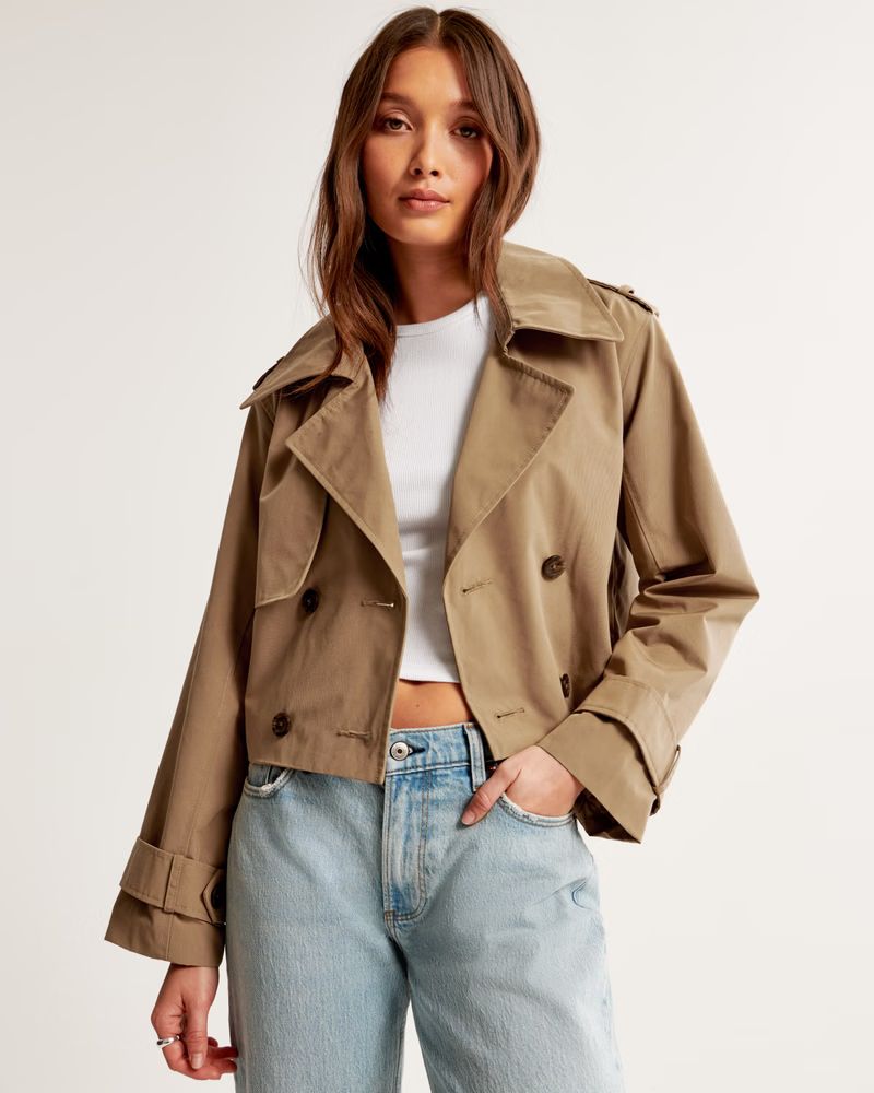 Women's Cropped Trench Coat | Women's New Arrivals | Abercrombie.com | Abercrombie & Fitch (US)