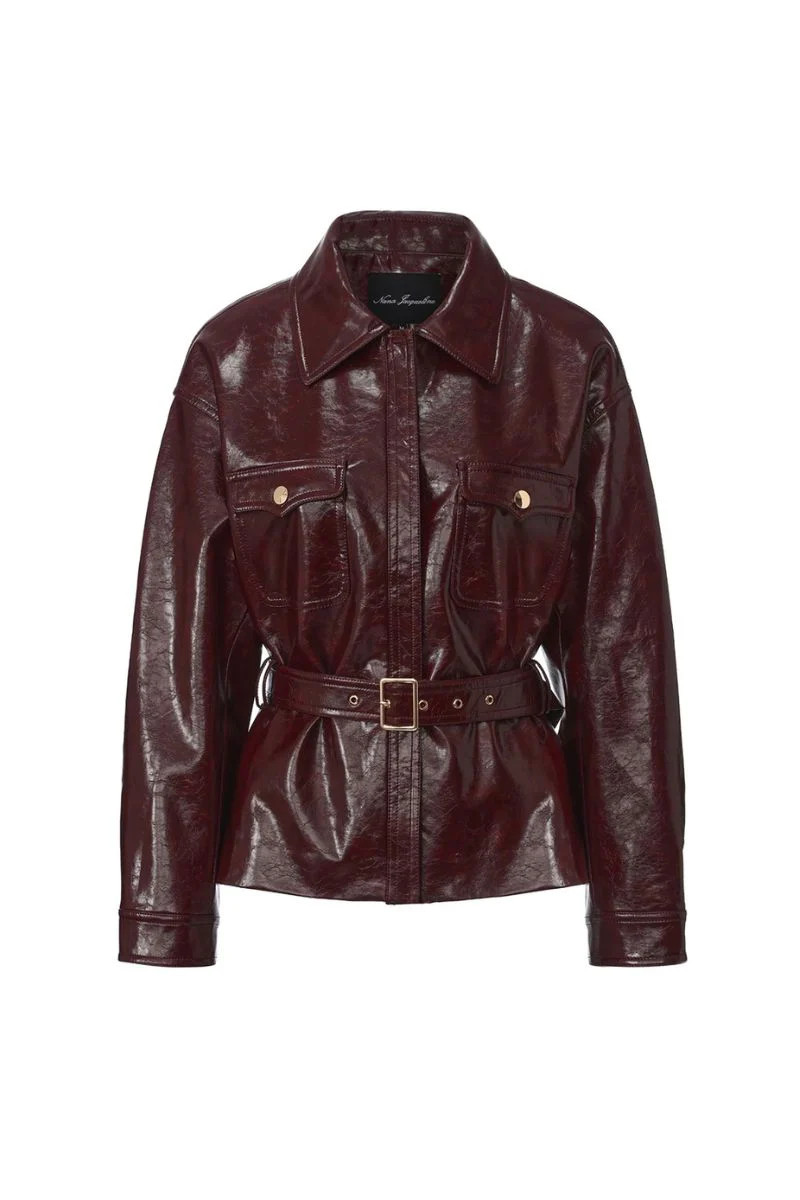 ISABELLA LEATHER JACKET IN CLARET | Nana Jacqueline | CULT MIA | CULT MIA UK LTD