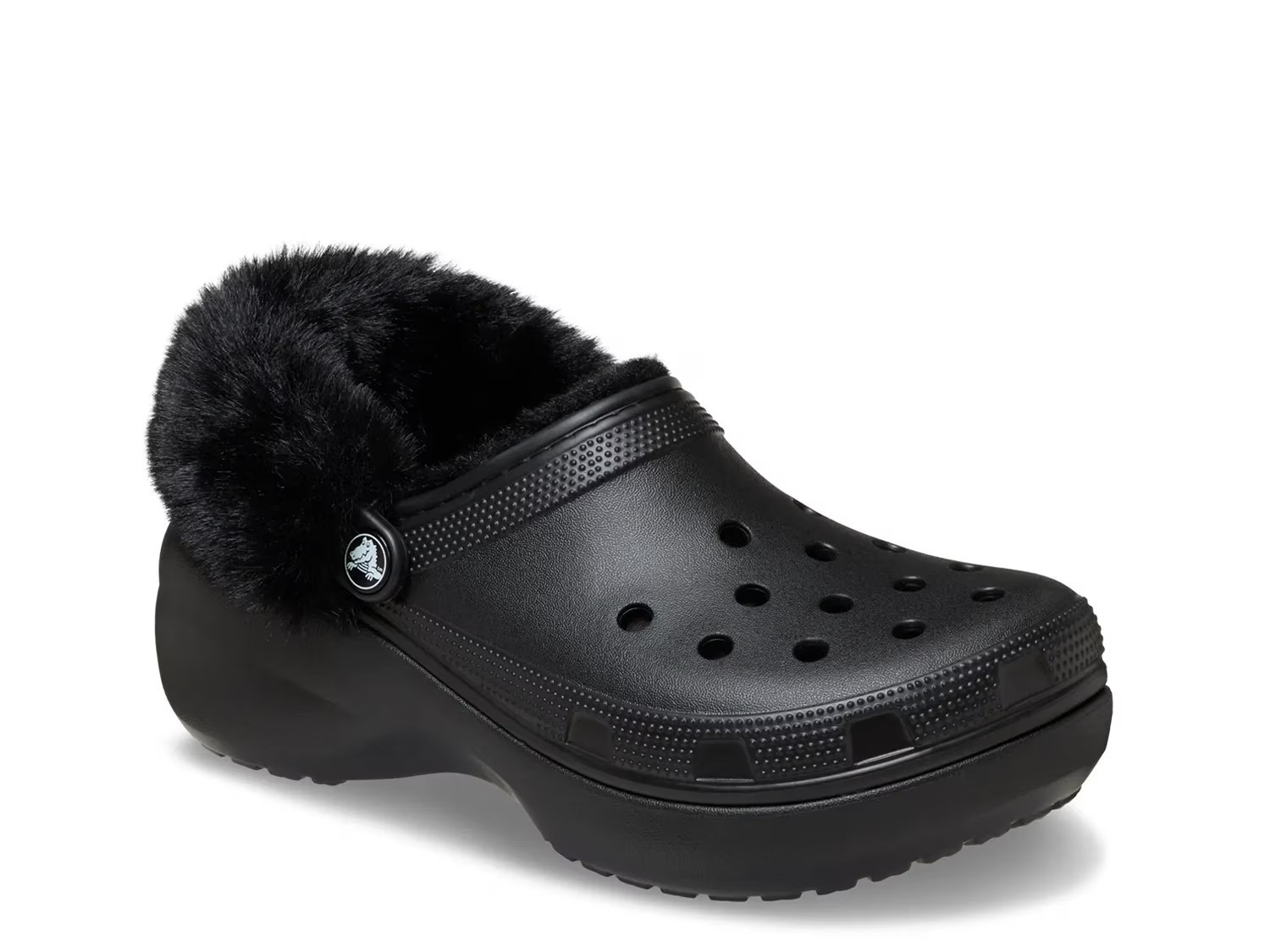Crocs Classic Fuzzy Lined Platform Clog | Women's | Black | Size 4 | Clogs | Slingback | DSW