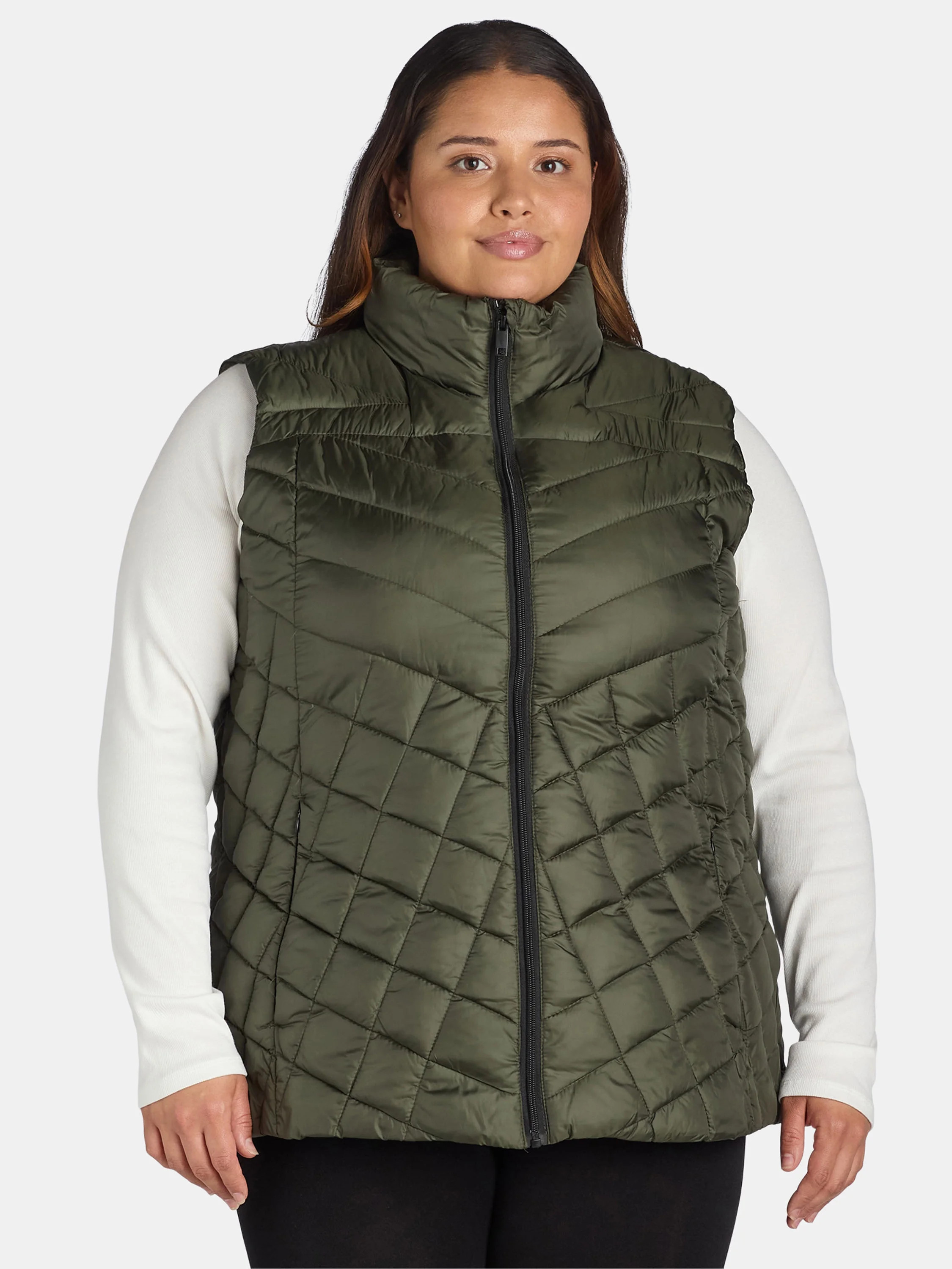 Big Chill Women's Chevron Quilted Puffer Vest, Midweight, Sizes S-3X | Walmart (US)
