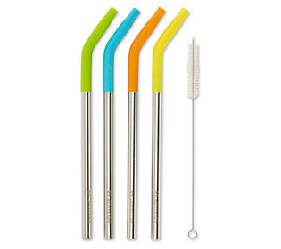RSVP Reusable 9" Silicone Tip Stainless Steel t aw Set | QVC