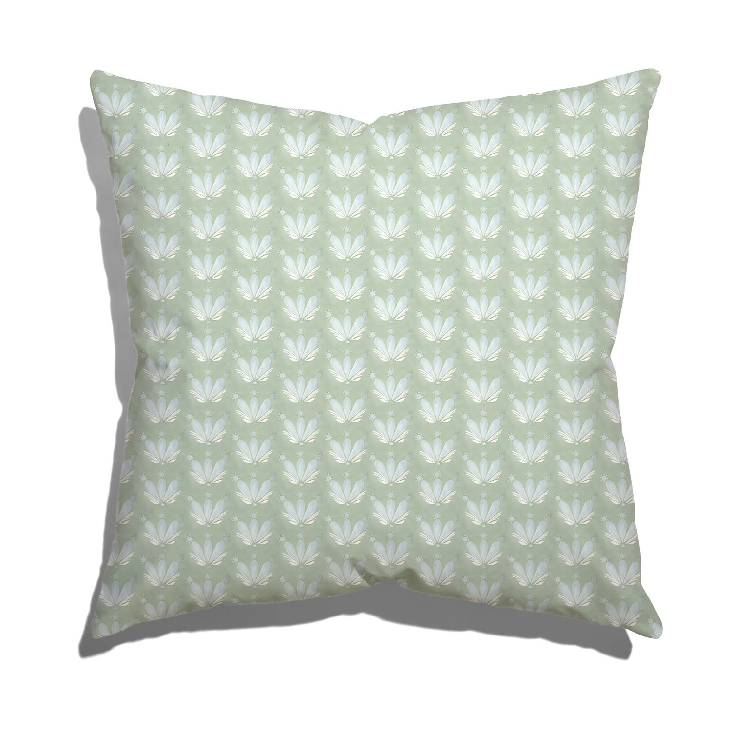 Blue & Green Floral Drop Repeat Pillow | Pepper
