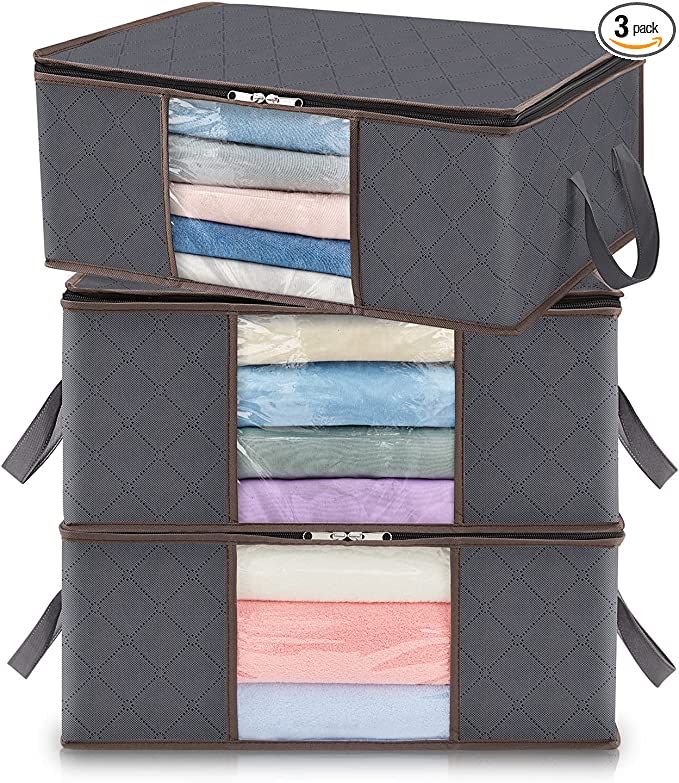 Lifewit Clothes Storage Bag Foldable Storage Bin Closet Organizer with Reinforced Handle Sturdy F... | Amazon (US)