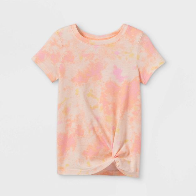 Toddler Girls' Tie-Dye Twist-Front Short Sleeve T-Shirt - Cat & Jack™ Pink | Target
