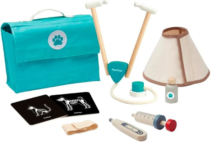 PlanToys Vet Set for Kids - Sustainably Made from Rubberwood, Organic-Pigment Coloring, and Water... | Amazon (US)