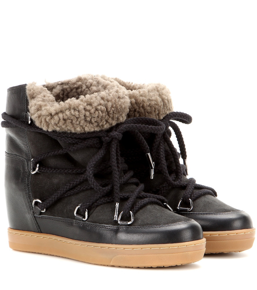 Isabel Marant Nowles shearling-trimmed leather ankle boots | Mytheresa (UK)