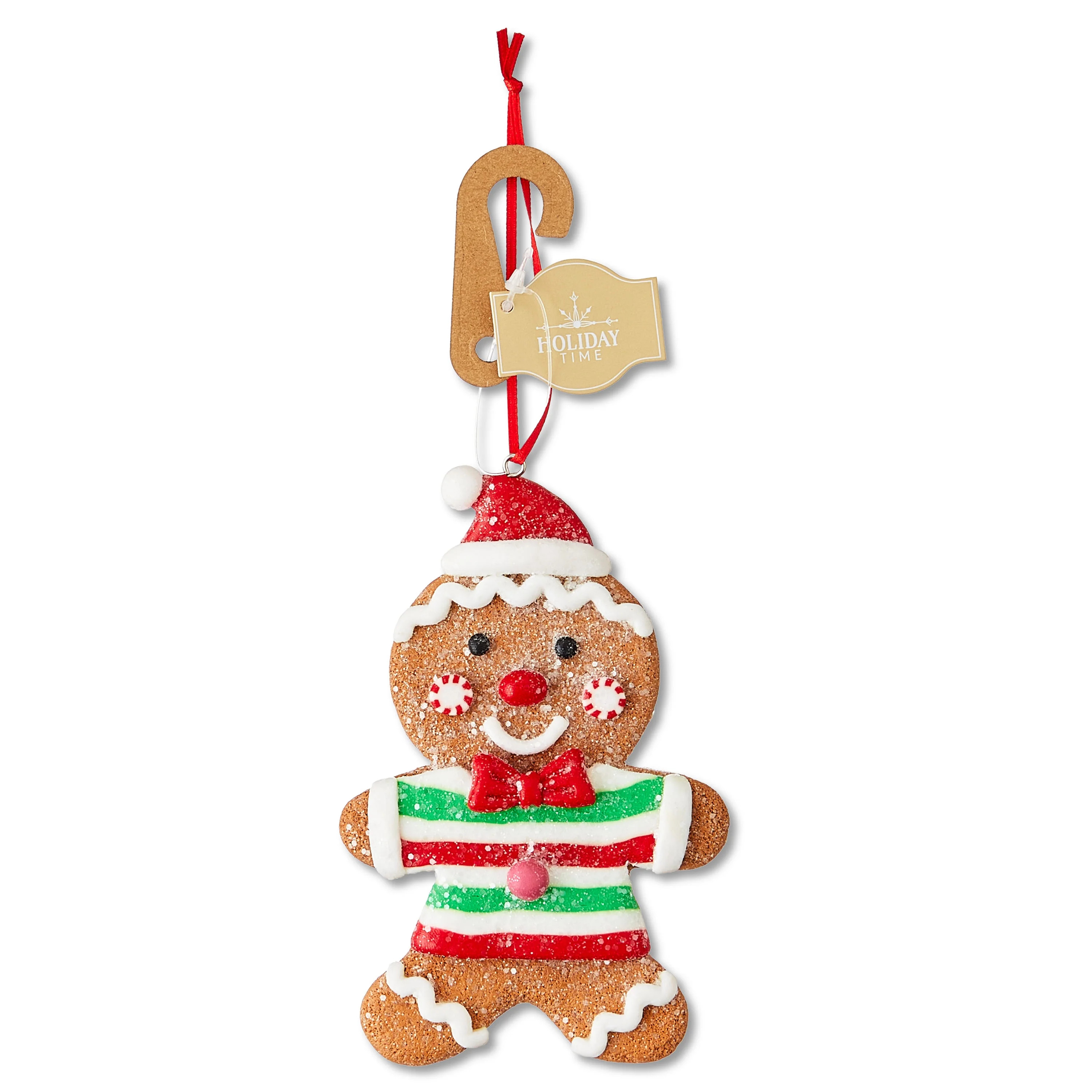 Multicolor Gingerbread Boy with Red Hat Christmas Ornament, 4.5", by Holiday Time | Walmart (US)
