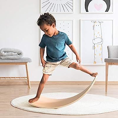 KIOSESI Wobble Board, Wooden Balance Board for Toddler, Curvy Rocker Board for Kids and Adults, G... | Amazon (US)