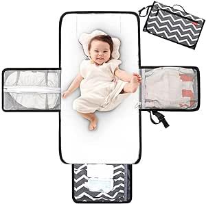 Lekebaby Portable Nappy Changing Mat Travel Baby Change Mat with Wipe-Pocket and Head Cushion, Wh... | Amazon (UK)