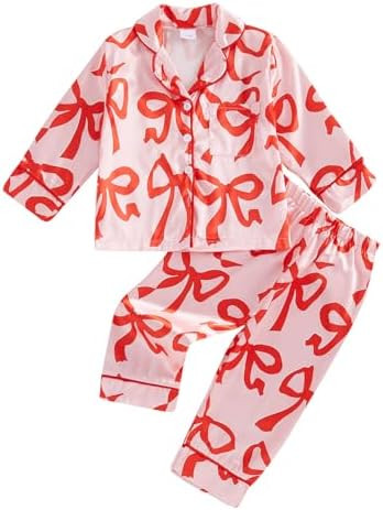 Multitrust Baby Girls Boys Silk Christmas Pajamas Set Santa Claus Long Sleeve Button Down Shirts ... | Amazon (US)