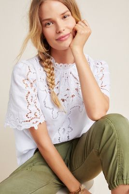 Linen Eyelet Blouse | Anthropologie (US)