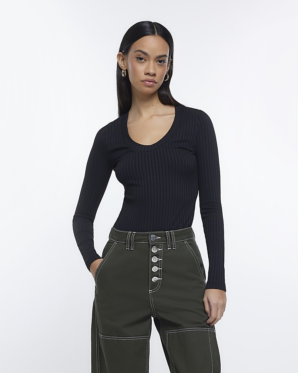 River Island Womens Black Long Sleeve Top | River Island (UK & IE)