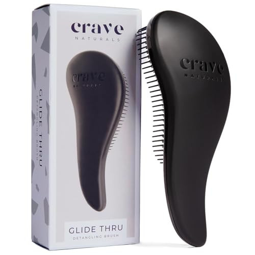Crave Naturals Biggie Glide Thru Hair Brush - Detangler Brush for Curly, Straight, Wet or Dry Hair - Gentle Detangling Brushes for Adults, Kids, Toddlers - Hair Accessories for Women, 8.4x3.4" - Black | Amazon (US)