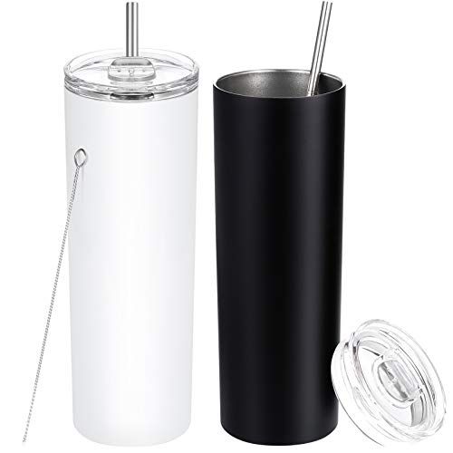 2 Pack Stainless Steel Skinny Tumbler, Double-Insulated Water Tumbler Cup With Lid, Outdoor Unbreaka | Amazon (US)