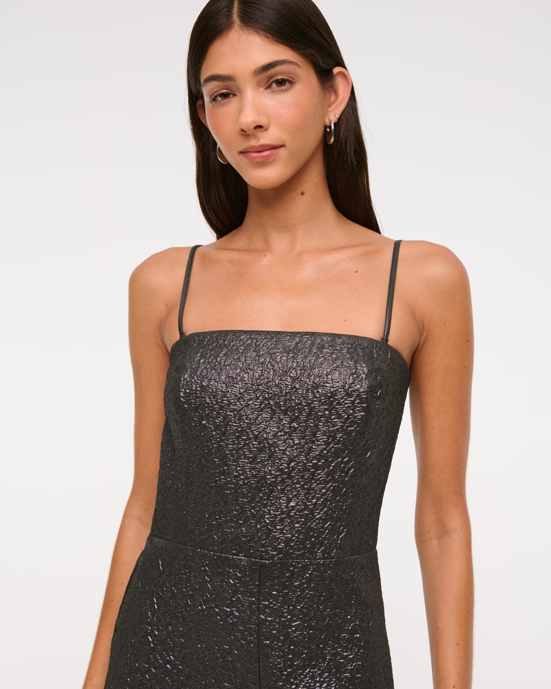 Metallic Strapless Midi Dress | Abercrombie & Fitch (US)