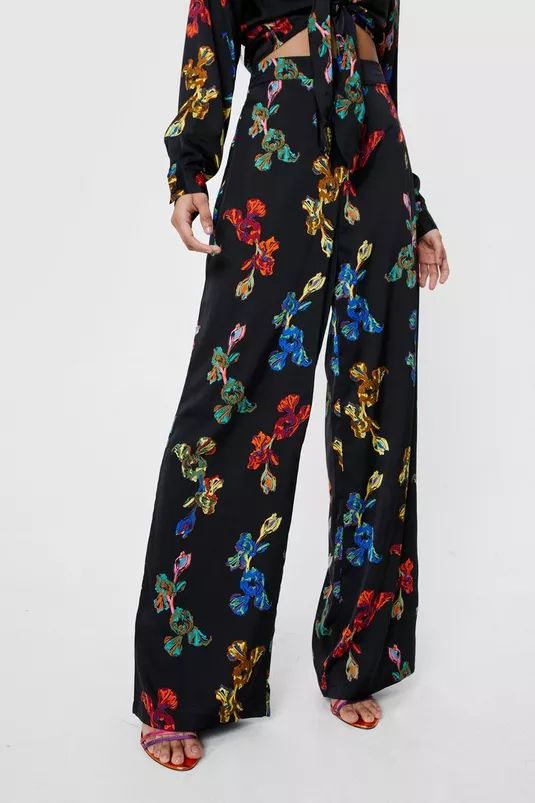 High Waisted Floral Wide Leg Pants | Nasty Gal (US)