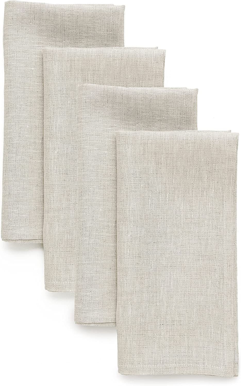 Solino Home Light Natural Linen Cloth Napkins – 20 x 20 Inch Dinner Napkins Set of 4 – 100% P... | Amazon (US)