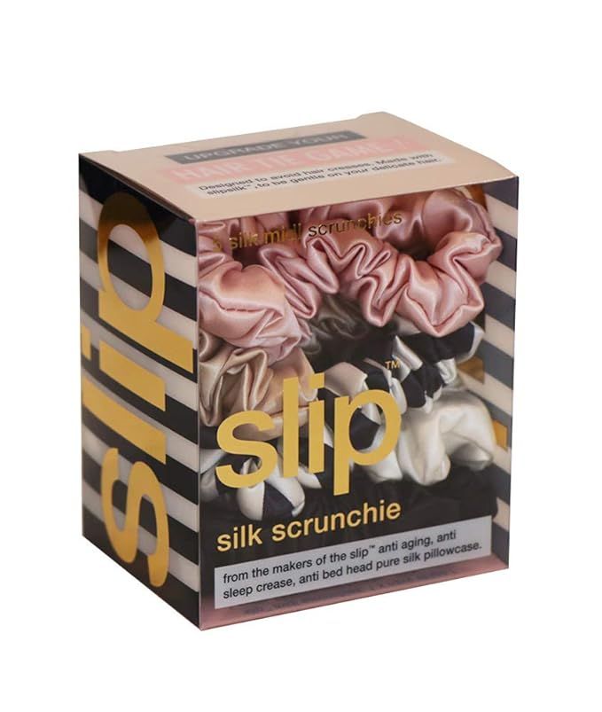 Slip Silk Midi Scrunchies in Black, White, Navy Stripe, Pink and Caramel - 100% Pure 22 Momme Mul... | Amazon (US)