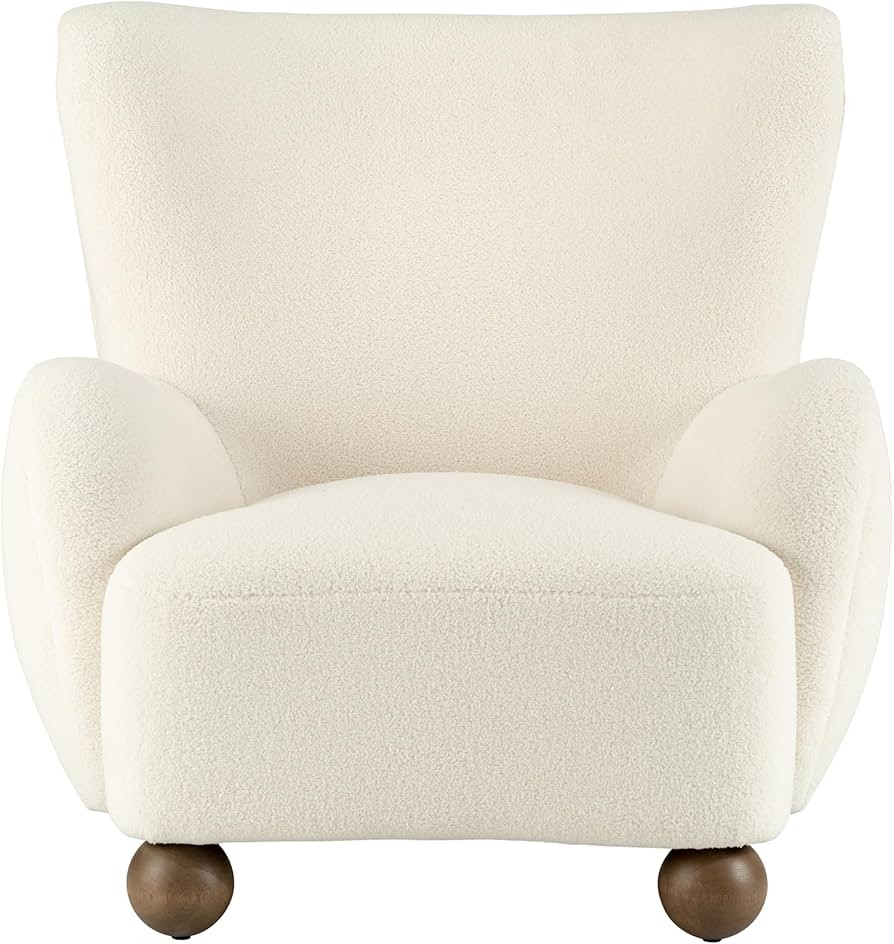 Sagebrook Home Wingback Occasional Chair, Beige, Rubber Wood, Contemporary, 37" L X 37" W X 37" H... | Amazon (US)